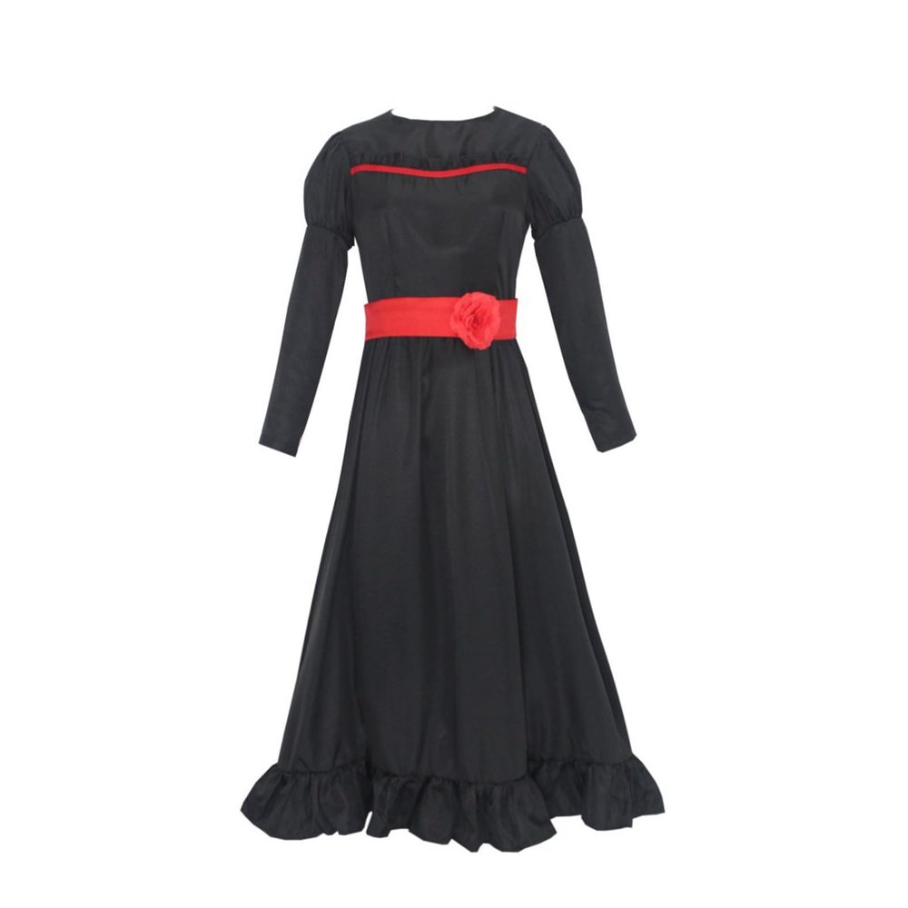 Oplxuo Horror Movie Annabelle Costume Adult Women Anna Cosplay White Dress 3D Flower Annabelle Halloween Costumes