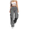 Cargo Pants for Women Women's Hiking Wide Leg Cargo Pants Lightweight Quick Dry Outdoor High Waisted Buttons Pants with Pockets Grey Small view 1