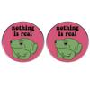 2 Green Frog Pins, nothing is real Humor Alloy Pins, Clothes, Bags & Hats Accessories view 1