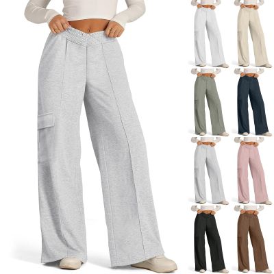Women Wide Leg Sweatpants Cross High Waisted Cargo Pants Baggy Casual Joggers with Pockets Trendy Palazzo Pants Plus Size Lounge Pants Y2k Cargo Sweatpants Comfy Track Pants Soft Yoga Pants A-Navy