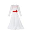 Oplxuo Horror Movie Annabelle Costume Adult Women Anna Cosplay White Dress 3D Flower Annabelle Halloween Costumes view 1