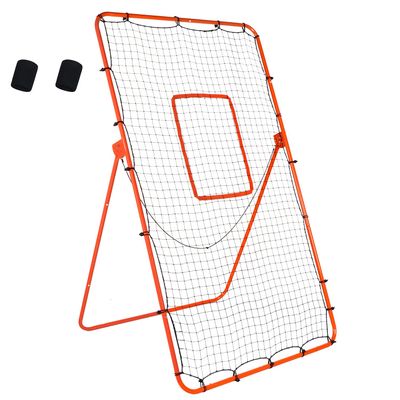 Volleyball Rebounder Net - 4x7ft with 5 Adjustable Angle for Throwing and Pitching Practice,Baseball, Softball and Lacrosse Including a Pair of Wrist Guards