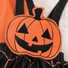 AGQT Halloween Infant Baby Girls Strap Dress Long Sleeve Romper Pumpkin Ghost Face Suspender Skirt Three Piece Suit Orange Size 0-3 Months view 3