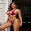 Avidlove Lingerie Sets for Women Sexy 2 Piece Bra Panty Set Appliques Cut Out Outfits for Women Wine Red XXL view 2