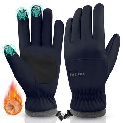 ihuan Winter Waterproof Ski Gloves Men Women, Snow Warm Cycling Cold Weather, Driving Biking Running