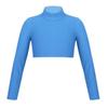 Agoky Kids Girls Classic Hip Hop Jazz Dance Crop Top Long Sleeve Sports Fitness Gymnastics Shirt Cheerleading Dancewear Light Blue 16 Years view 1