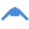Agoky Kids Girls Classic Hip Hop Jazz Dance Crop Top Long Sleeve Sports Fitness Gymnastics Shirt Cheerleading Dancewear Light Blue 16 Years view 4
