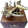ANTIQUE AURA Brass Sextant Instrument with Wooden Box Working Sextant 9" Fully Navigation Ship Astrolabe Sextant