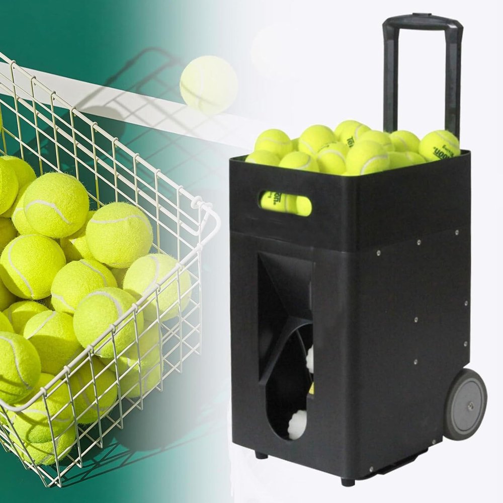 Dfdieratve Portable Tennis Ball Machine, Automatic Tennis Ball Launcher, Adjustable Launching Angle, Speed, Rotation Frequency, 50 Large Capacity, for Beginners Solo Training Sports