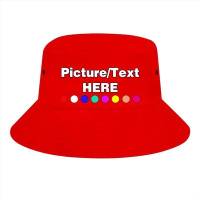 Custom Bucket Hat Personalized Name&Picture Sun Cap for Beach Travel Outdoor, Red