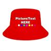 Custom Bucket Hat Personalized Name&Picture Sun Cap for Beach Travel Outdoor, Red view 1
