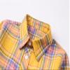 Betusline Girls' Plaid Flannel Shirt, Kids Long Sleeve Button Button Shirts Tops,F Yellow & Blue #14-5 Years= Tag 120 view 3