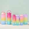BXFYANSDH Creative gradient color three-piece set of plastic cups with double drink spouts stickers portable outdoor sports water bottle with large capacity view 2