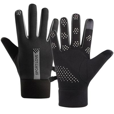 Tuimiyisou Winter Gloves Biking Gloves 1 Pair Touchscreen Thermal Gloves Non-Slip Waterproof Gloves Windproof Stylish Fleece-Lined Winter Gloves for Sports, Black for Men