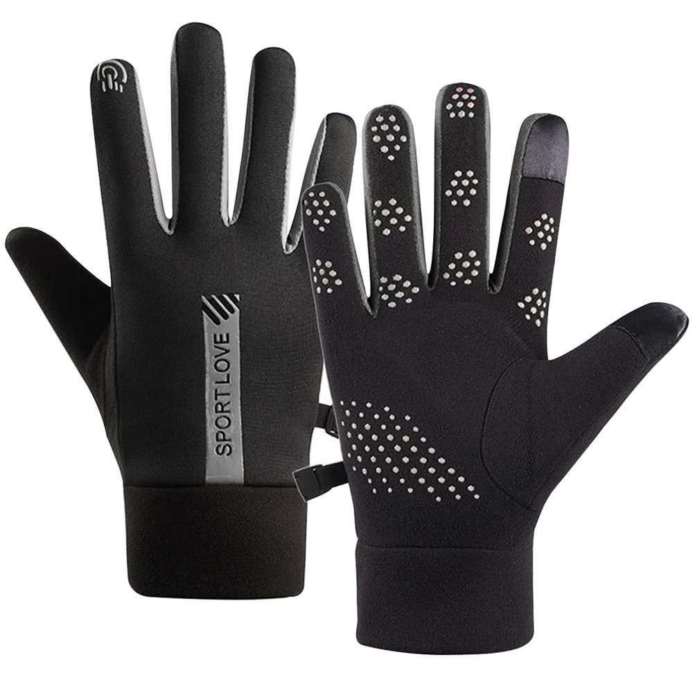 Tuimiyisou Winter Gloves Biking Gloves 1 Pair Touchscreen Thermal Gloves Non-Slip Waterproof Gloves Windproof Stylish Fleece-Lined Winter Gloves for Sports, Black for Men