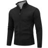 AKuVoL Men's Cardigan Sweaters Full Zip Stand Collar Slim Fit Cable Knit Long Sleeve Casual Sweater with Pockets Black XL view 1