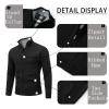 AKuVoL Men's Cardigan Sweaters Full Zip Stand Collar Slim Fit Cable Knit Long Sleeve Casual Sweater with Pockets Black XL view 3