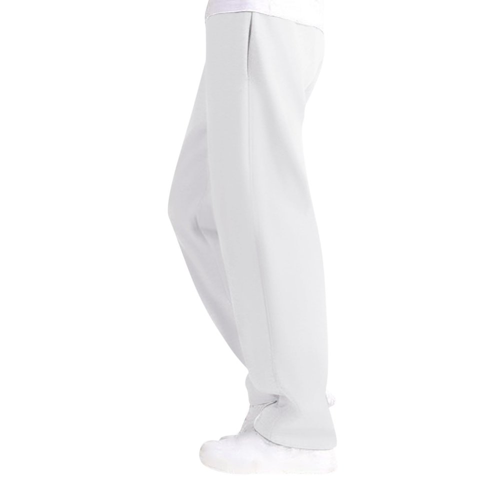 Men's Baggy Sweatpants Fleece Straight Leg Casual Pants Elastic Waist Athletic Workout Jogger Sweat Pants Fall Winter B- White