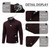 AKuVoL Men's Knit Cardigan Sweater Slim Fit Long Sleeve Stand Collar Zip Up Casual Sweater for Men Wine Red 2XL view 3
