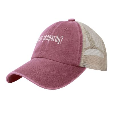 BXDEOOPWE Got Jeopardy  Outdoor Washed Denim Mesh Hat Denim Baseball Cap Cowboy Hat