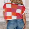 XINWEIZZ Womens Cap Sleeve Tops Trendy Color Block Tank Top Loose Fit Crew Neck Knit Casual Sweater Spring Summer Tops Red view 4