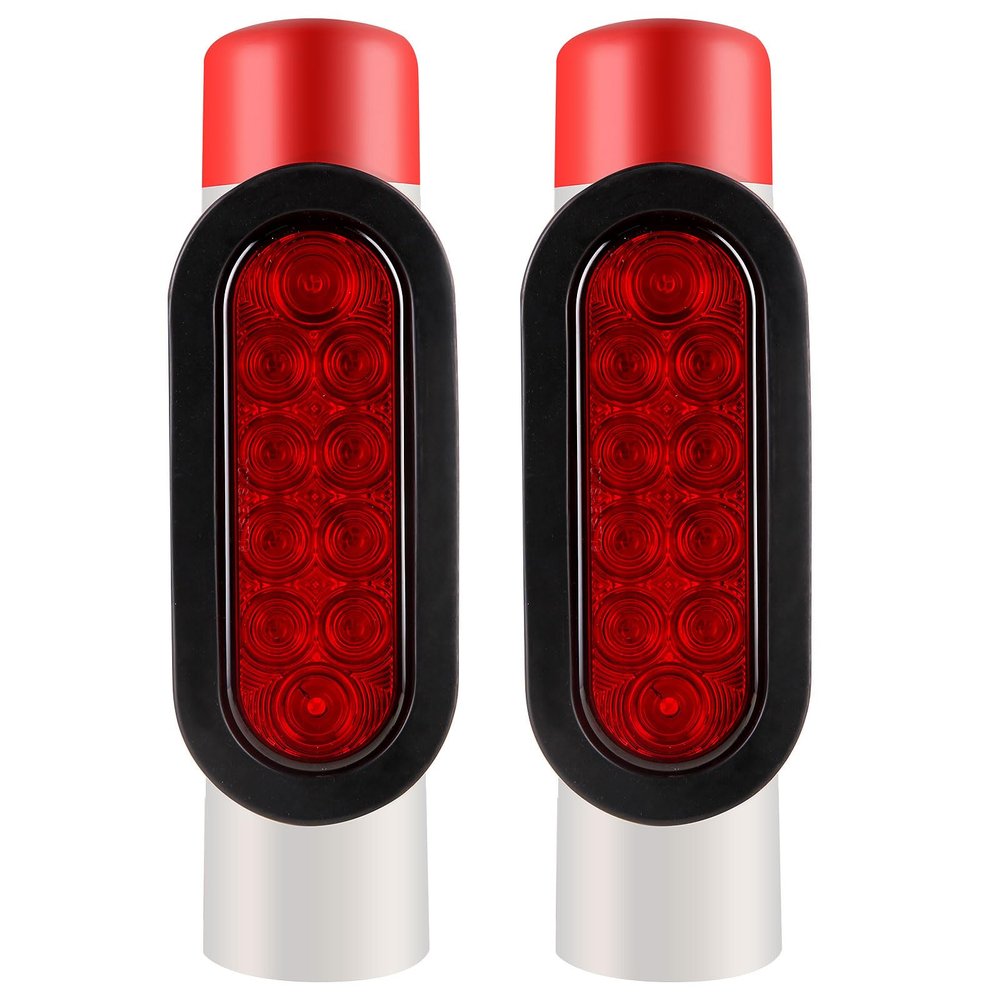 2Pcs Boat Trailer Post Guide-On LED Light Kit, IP67 Waterproof Boat Trailer Guide Pole Lights, 12V LED PVC Pipe Lights for Guide ons Post Sealed Submersible Oval Stop Turn Tail Brake Lights Set