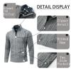 AKuVoL Men's Zipper Sweater no Hood Cardigan Cable Knit Long Sleeve Stand Collar Full Zipper Outerwear Light Grey XL view 3