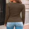 AUTOMET Women's Ribbed Long Sleeve Basic Top - Soft Stretch Crewneck Shirt for Work & Casual Coffee XL view 4