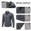 AKuVoL Cardigan Sweaters for Men Full Zip Stand Collar Slim Fit Long Sleeve Knitted Chunky Sweater with Pockets Dark Grey L view 2