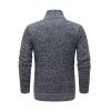 AKuVoL Cardigan Sweaters for Men Full Zip Stand Collar Slim Fit Long Sleeve Knitted Chunky Sweater with Pockets Dark Grey L view 4