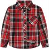 Betusline Girls' Plaid Flannel Shirt, Kids Long Sleeve Button Button Shirts Tops,F Red & Black #13-4 Years= Tag 110 view 1