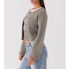 NUFIWI Women Y2k Knit Crop Cardigan Button Down Open Front Lightweight Shrug Sweater Long Sleeve Knitted Cropped Outwear(Casual Light Gray,S) view 4