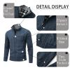 AKuVoL Men's Full Zip Cardigan Sweater Stand Collar Slim Fit Long Sleeve Fall Winter Knitwear with Pockets Navy Blue L view 3