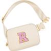 Uygafly Belt Bag Fanny Pack Crossbody Bags with Initials Letter Patch Cute Stuff Birthday Gifts for Teenager Girls Trendy Stuff for Teens | Khaki,R view 1