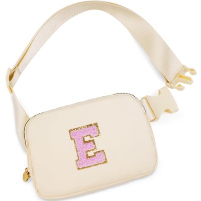 Uygafly Belt Bag Fanny Pack Crossbody Bags with Initials Letter Patch Cute Stuff Birthday Gifts for Teenager Girls Trendy Stuff for Teens | Khaki,E