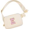 Uygafly Belt Bag Fanny Pack Crossbody Bags with Initials Letter Patch Cute Stuff Birthday Gifts for Teenager Girls Trendy Stuff for Teens | Khaki,E view 1