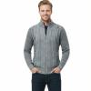 AKuVoL Men's Zipper Sweater no Hood Cardigan Cable Knit Long Sleeve Stand Collar Full Zipper Outerwear Light Grey S view 2