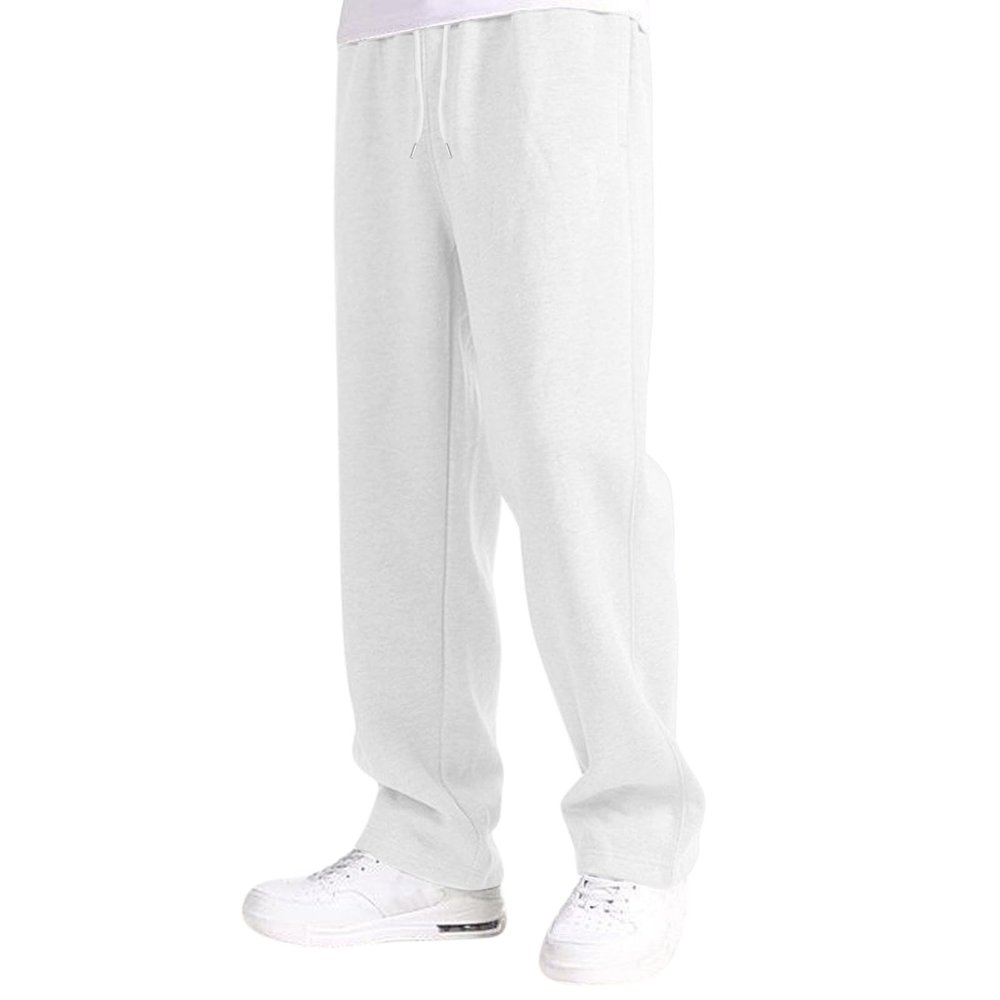 Men's Baggy Sweatpants Fleece Straight Leg Casual Pants Elastic Waist Athletic Workout Jogger Sweat Pants Fall Winter