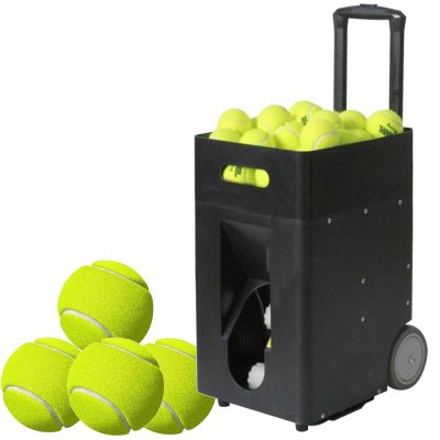 Dfdieratve Automatic Tennis Ball Launcher, Portable Tennis Ball Machine Adjustable Launching Angle, Speed, Rotation Frequency, 50 Large Capacity, for Beginners Solo Training Sports