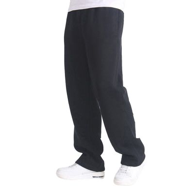 Men's Baggy Sweatpants Fleece Straight Leg Casual Pants Elastic Waist Athletic Workout Jogger Sweat Pants Fall Winter A- Black