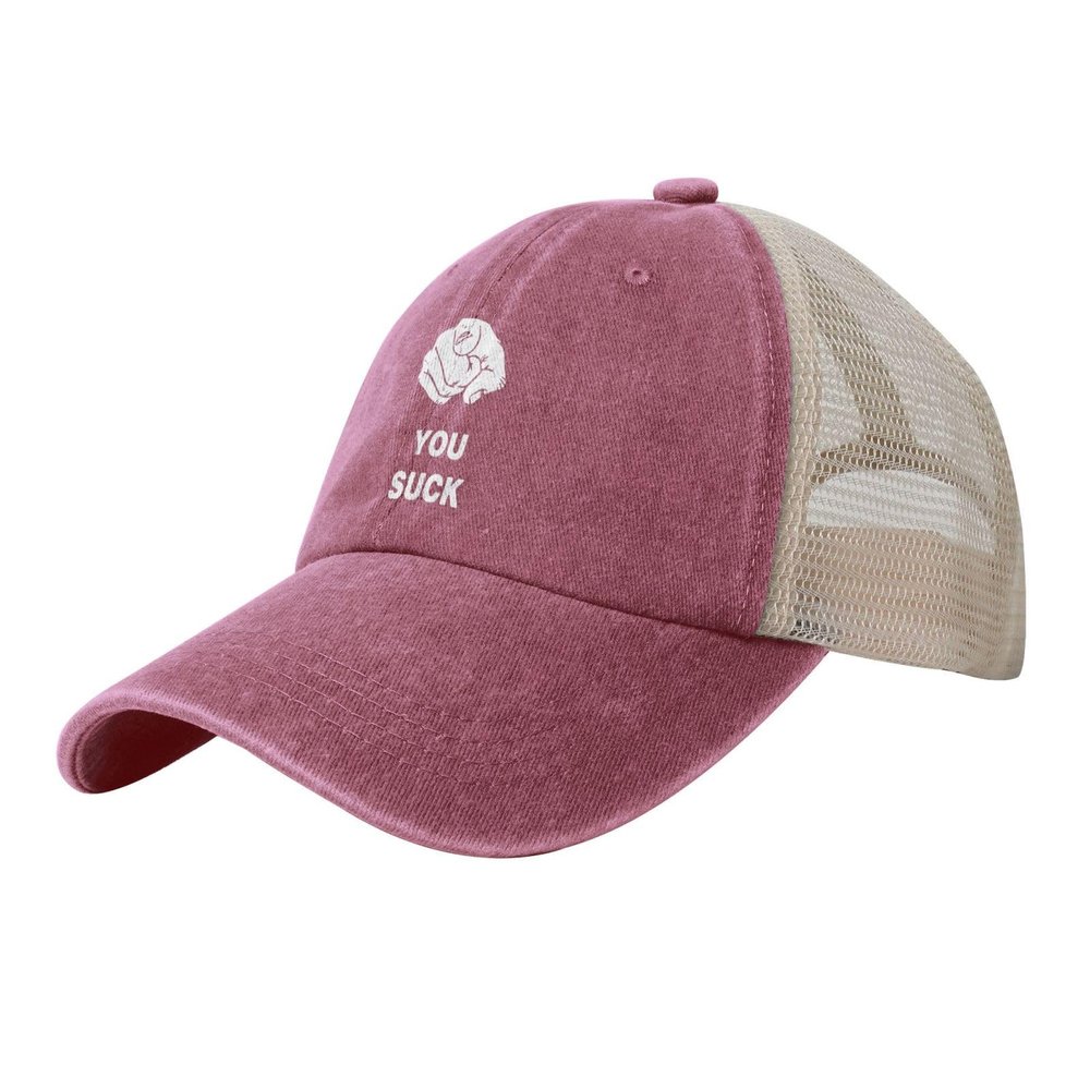 BXDEOOPWE You Suck Offensive Outdoor Washed Denim Mesh Hat Denim Baseball Cap Cowboy Hat