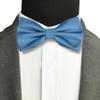 Branduce Mens Dusty Blue Bow Tie and Pocket Square Set for Wedding Silk Pre-tied Adjustable Bow tie Handkerchief (BB01-35) view 2