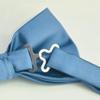 Branduce Mens Dusty Blue Bow Tie and Pocket Square Set for Wedding Silk Pre-tied Adjustable Bow tie Handkerchief (BB01-35) view 4