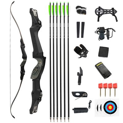 60/62/64 Inch ILF Recurve Bow 30-65Lbs Metal ILF Bow Riser Takedown Recurve Bow American Hunting Bow Right/Left Handed (62"/Black, 35 lbs, Left Handed)