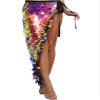 Oyolan Women's Halloween Belly Dance Long Hip Skirts Sparkly Sequin Lace-Up Mermaid Hip Scarf Skirt Gold X-Large view 1