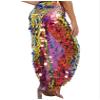 Oyolan Women's Halloween Belly Dance Long Hip Skirts Sparkly Sequin Lace-Up Mermaid Hip Scarf Skirt Gold X-Large view 3