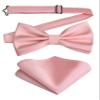 Branduce Mens Dusty Pink Bow Tie and Pocket Square Set for Wedding Silk Pre-tied Adjustable Bow tie Handkerchief (BB01-36) view 1