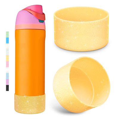 2PCS Glitter Silicone Boot for Owala Water Bottle 24 oz 32 oz 40 oz, Anti-Slip Protective Sleeve for Owala Twist,FreeSip and Flip Stainless Steel Water Bottle, BPA-Free, Dishwasher Safe, Accessories