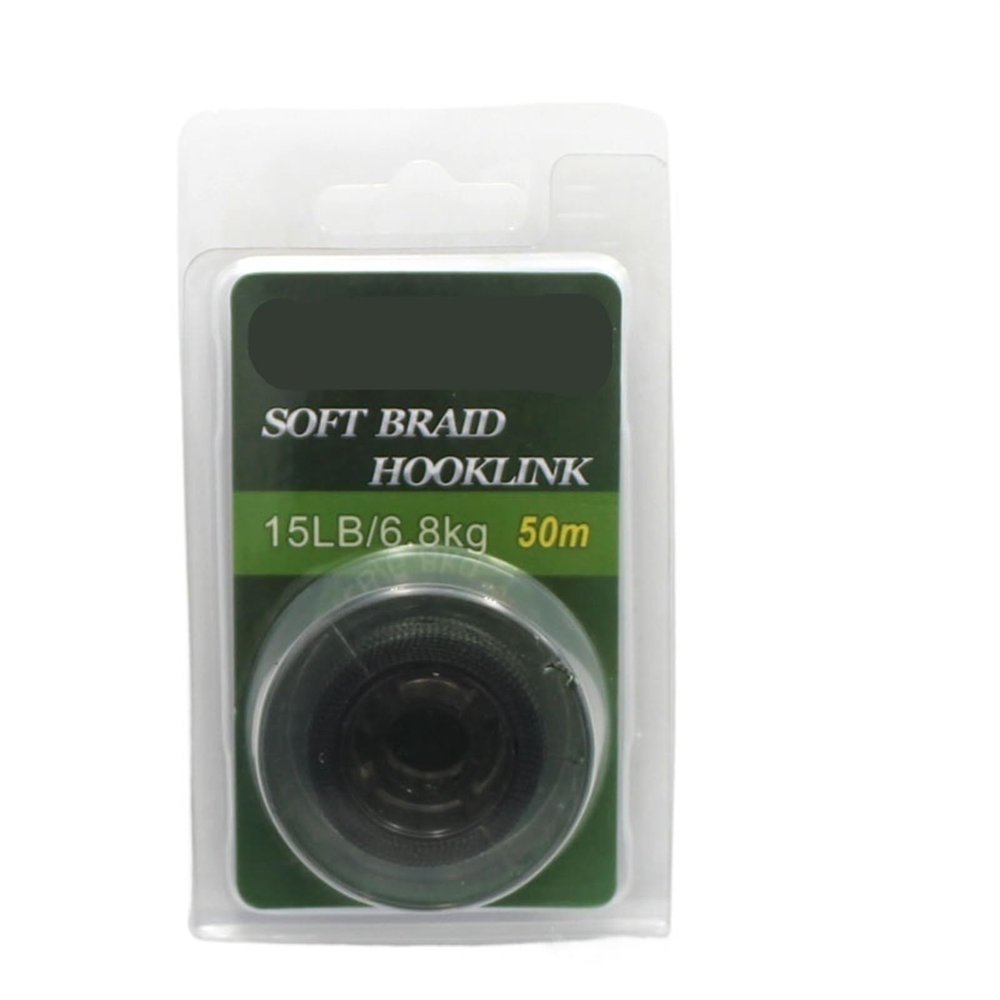 HDNSAUD Fishing Line 50m Green Carp Fishing Line Soft Link Carp Uncoated Braid Line Leader for Hair Rig 25 15LB(15LB)
