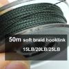 HDNSAUD Fishing Line 50m Green Carp Fishing Line Soft Link Carp Uncoated Braid Line Leader for Hair Rig 25 15LB(15LB) view 3